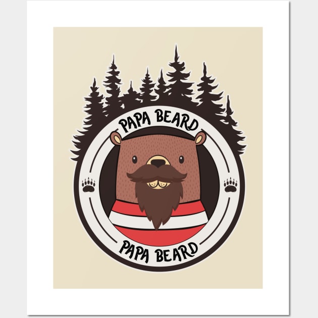 Papa Beard! Bear with Beard Funny Fathers Day Wall Art by Just Kidding Co.